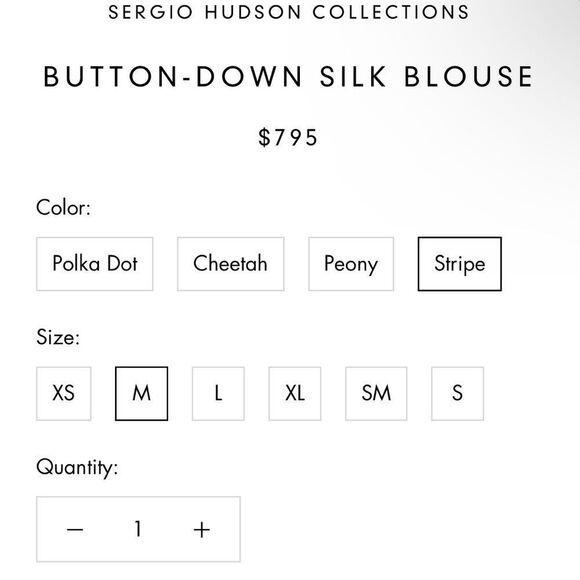 SERGIO HUDSON | NEW Silk Button Down Black/White Stripe Blouse Women’s Size M - Picture 12 of 12